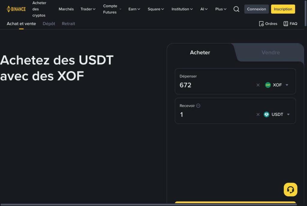 Acheter des USDT avec des XOF sur Binance Acheter des USDT avec des XOF sur Binance