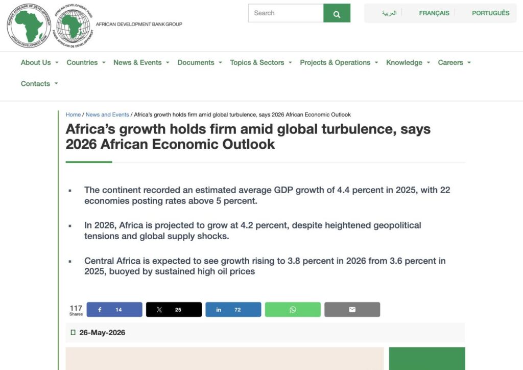 Communiqué de la Banque africaine de développement sur les Perspectives économiques en Afrique 2026