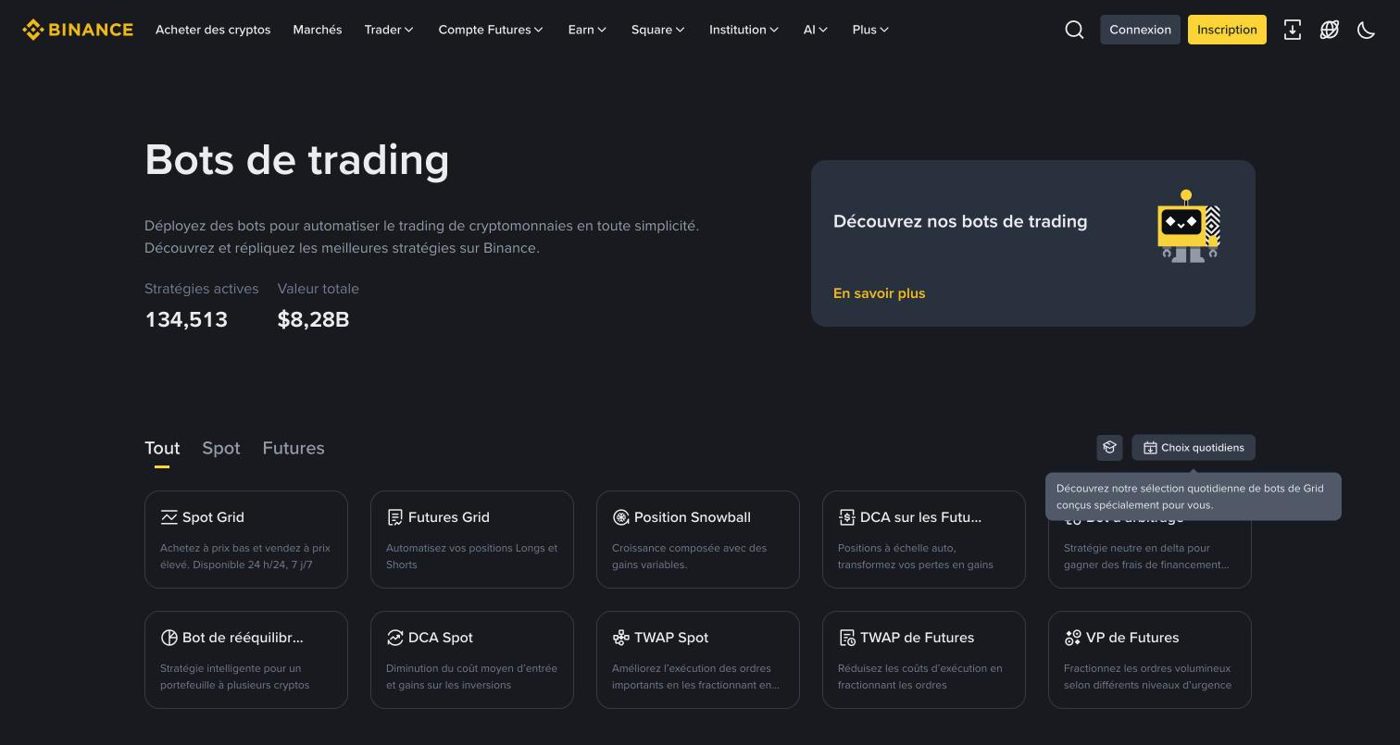 Bot de trading Binance (grid, DCA) : comment ça marche et combien ça rapporte