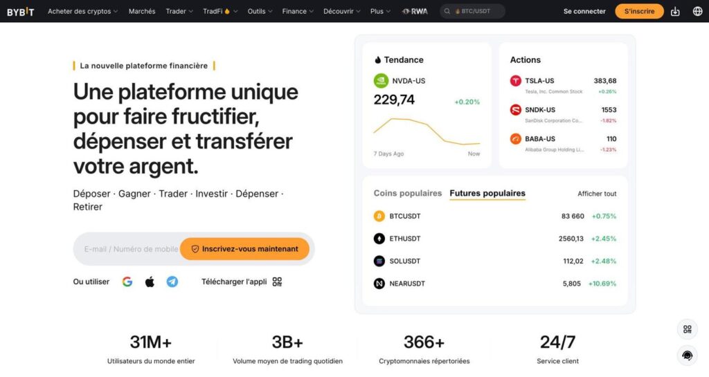 Copy trading 2026 : Bitget, Bybit ou Exness, lequel choisir en Afrique ? Page d’accueil officielle de Bybit en français