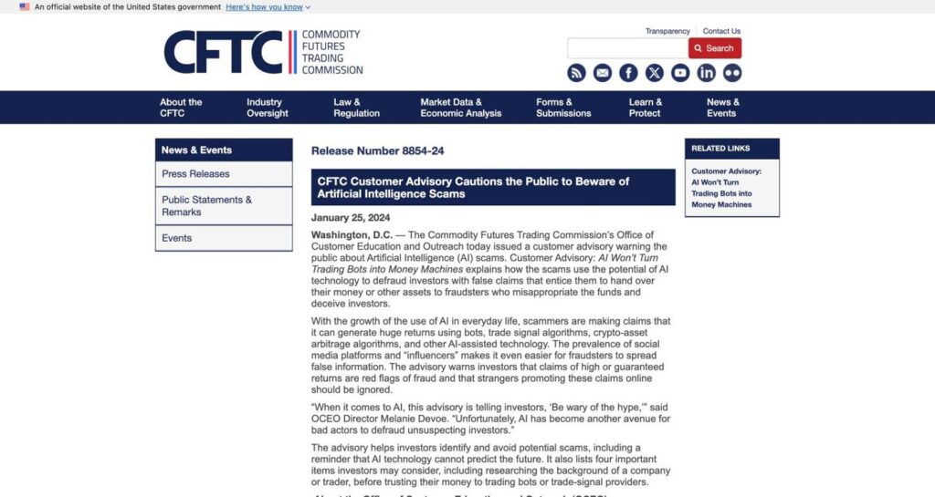 Robots de trading vendus sur WhatsApp et Telegram : les arnaques à éviter Alerte de la CFTC sur les arnaques aux robots de trading IA