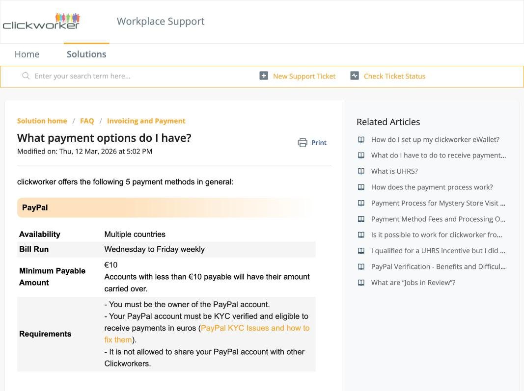 Sites de micro-tâches qui paient en Afrique (et ceux à éviter) Page d'aide Clickworker sur les modes de paiement des clickworkers