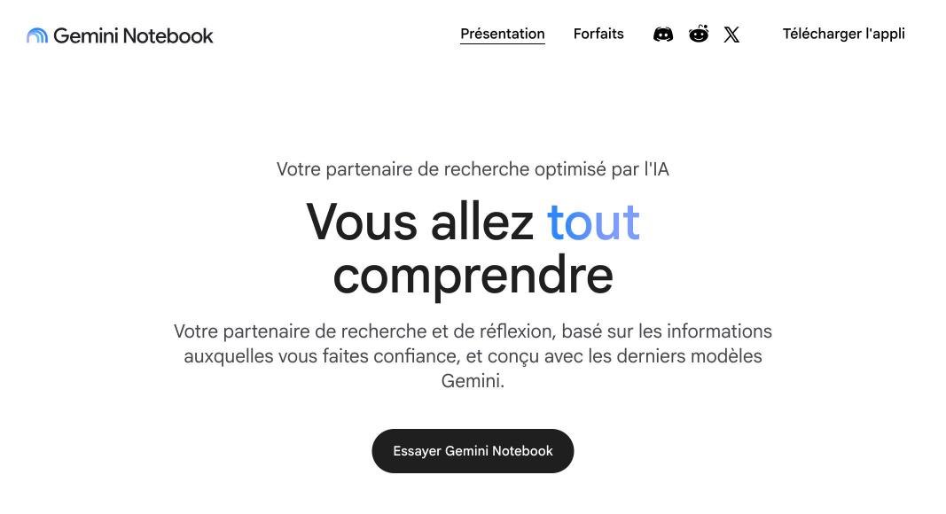 IA pour étudiants : réviser le BAC et le BTS plus vite Page d'accueil de Gemini Notebook, l'ex-NotebookLM, pour réviser ses cours